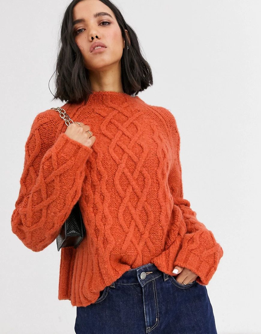 Whistles modern cable knit sweater-Orange | ASOS (Global)