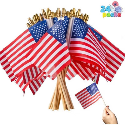 Joyfy 24 Pcs Small American Flags on Stick 4x6“ for 4th of July Celebration, Memorial Day, Patriotic Party Supplies, Independence Day Gathering | Target