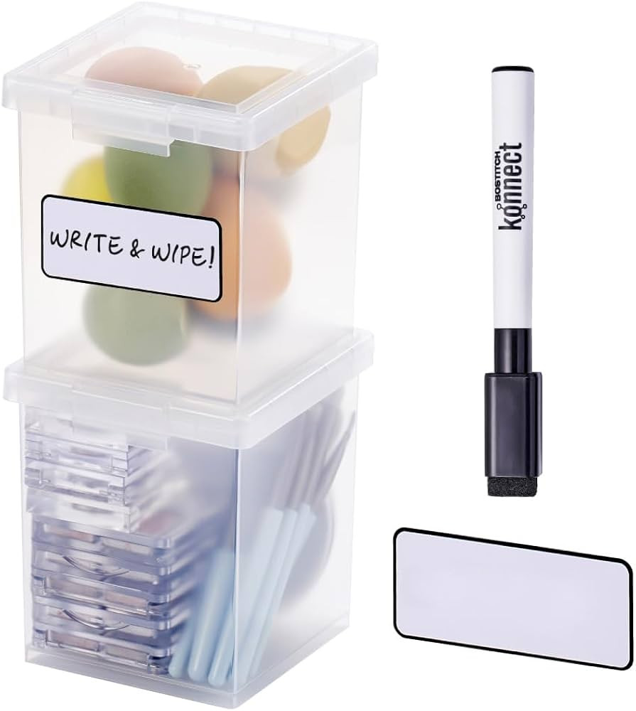 Bostitch Konnect Storage Containers with Lids, Organizer, Clear Plastic Box, Stackable Nesting Bi... | Amazon (US)