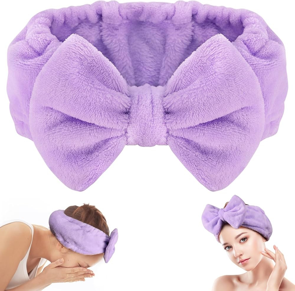 Shintop Spa Headband, Soft Makeup Headband with Cute Bow Elastic Face Wash Hairband for Skincare ... | Amazon (US)