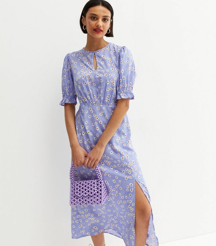 Blue Ditsy Floral Keyhole Midi Dress
						
						Add to Saved Items
						Remove from Saved Item... | New Look (UK)