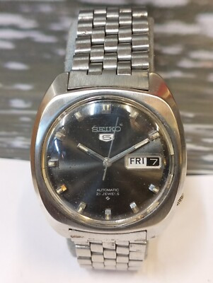 SEIKO 5 21 JEWELS AUTOMATIC BLACK DIAL 6119-7103 JAPAN MEN FULL WORKING VINTAGE  | eBay | eBay UK