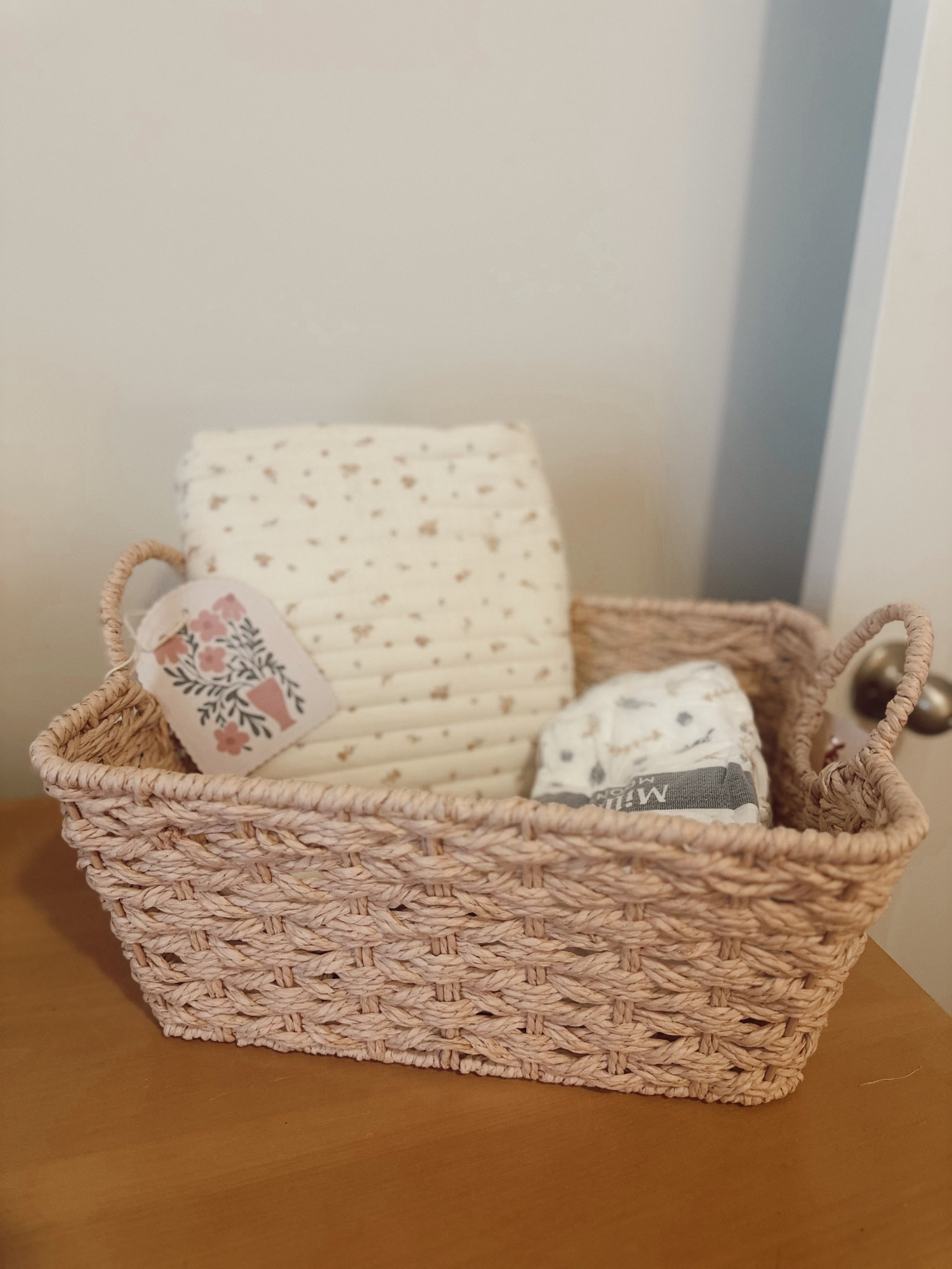 Little wooven basket from @tjmaxx under $20 for storage in the closet and or a little diaper caddy type vibe!! 

#LTKHome #LTKBaby #LTKKids