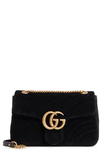 Gucci Medium Gg Marmont 2.0 Matelasse Velvet Shoulder Bag - Black | Nordstrom
