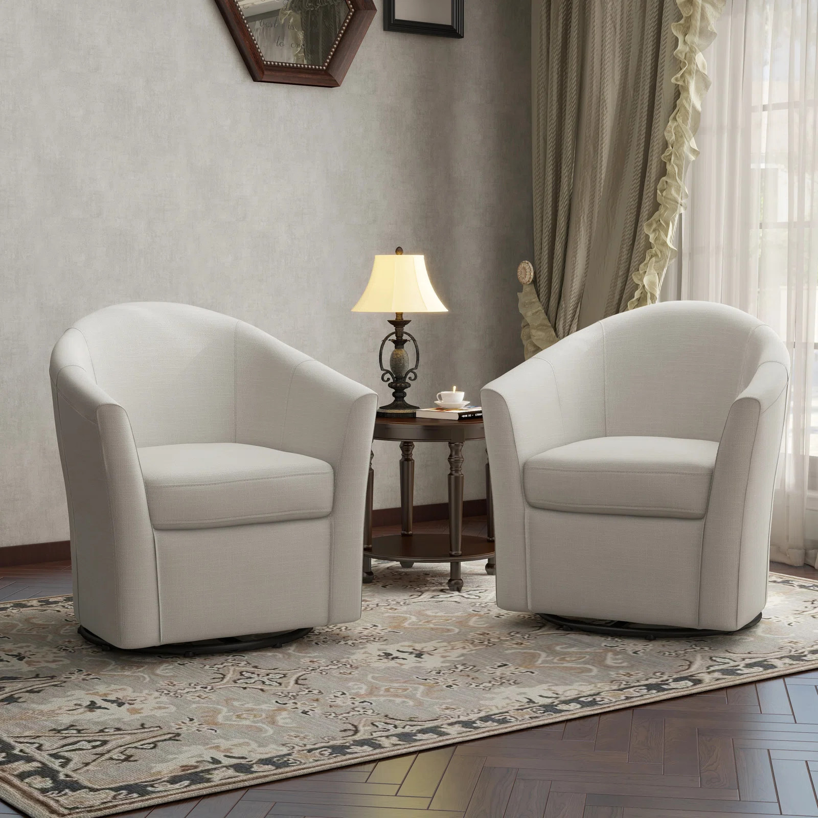 Aunna Upholstered Swivel Barrel Chair (Set of 2) | Wayfair North America