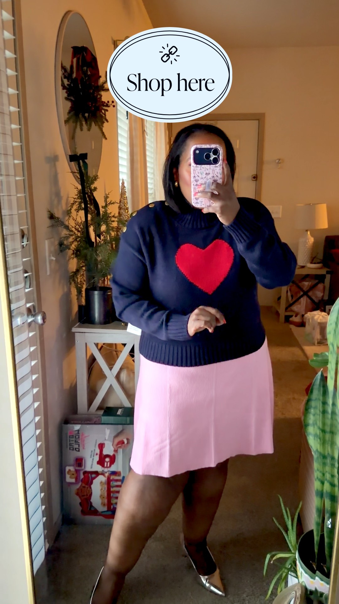 The cutest navy heart sweater that’s under $27 and has chic gold buttons on the shoulders for an elevated look! Can you believe this sweater is from Walmart’s latest drop with Free Assembly? I’m wearing the size medium. 

#LTKHoliday #LTKgrwm #LTKMidsize