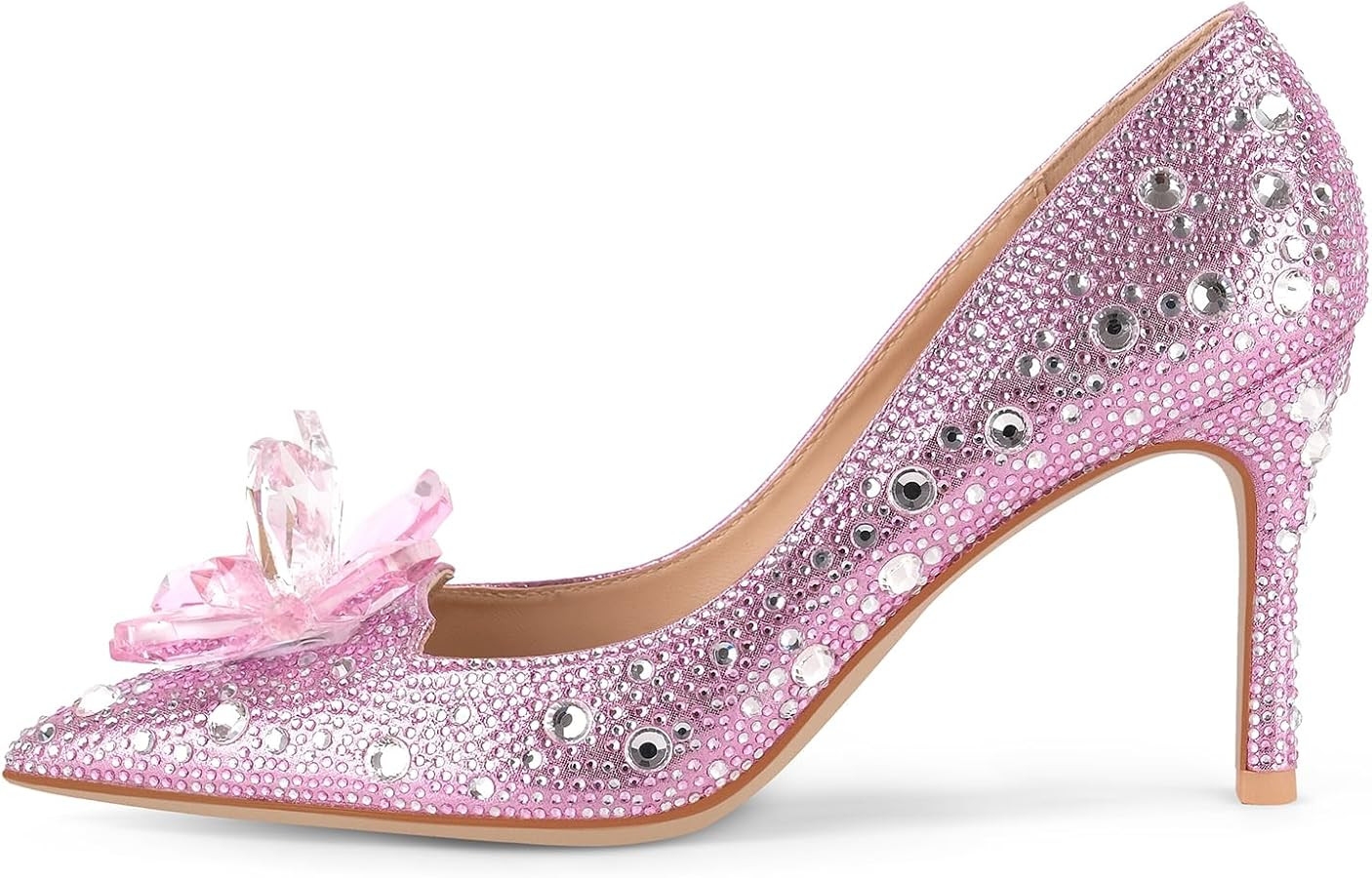 sexytag Women's Crystal Rhinestone Poined Toe Pumps Clear Stiletto High Heels | Amazon (US)