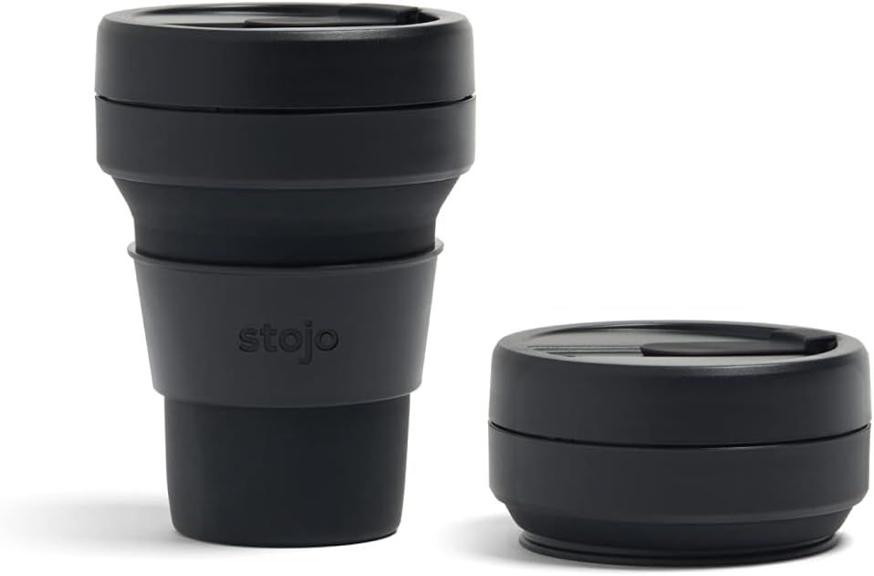 Stojo On The Go Coffee Cup - Pocket Size Collapsible Silicone Travel Cup- Ink Black , 12oz / 355m... | Amazon (US)