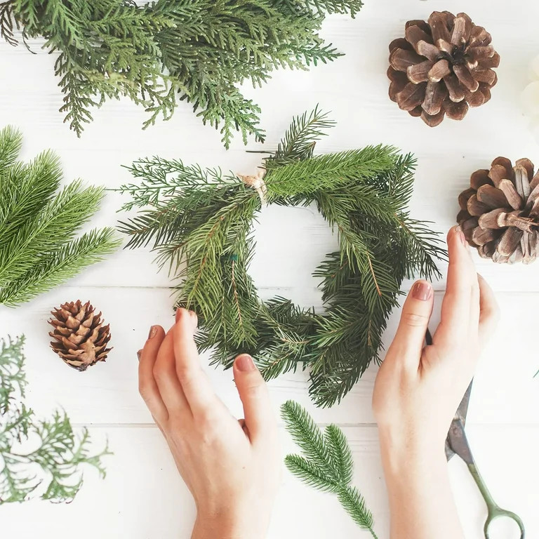 Owis Christmas Artificial Pine Needle Branches, 60 Pack 4 Styles Faux Greenery Pine Picks for DIY... | Walmart (US)