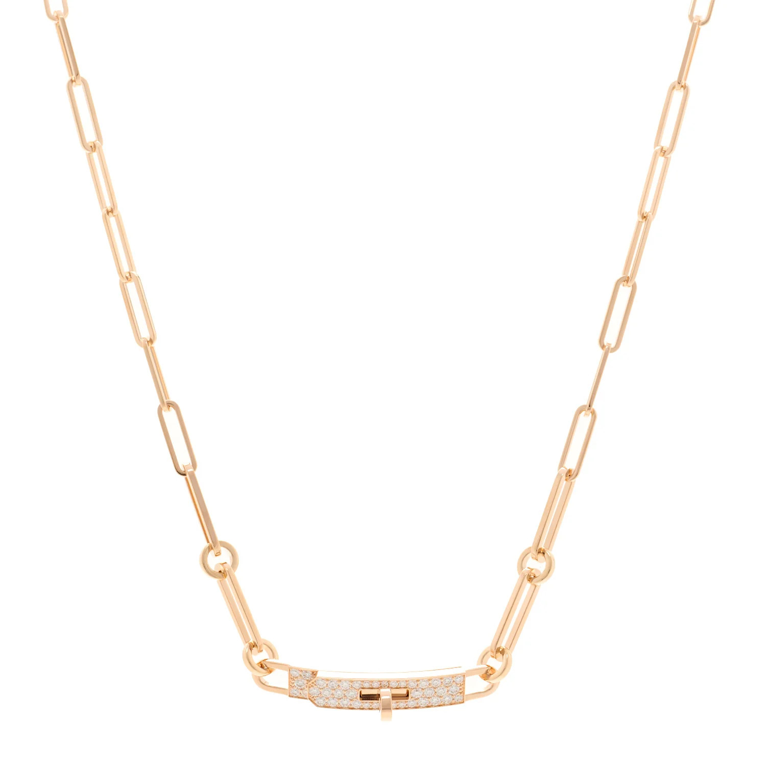 18K Rose Gold Diamond Pave Kelly Chaine Choker Necklace | FASHIONPHILE (US)