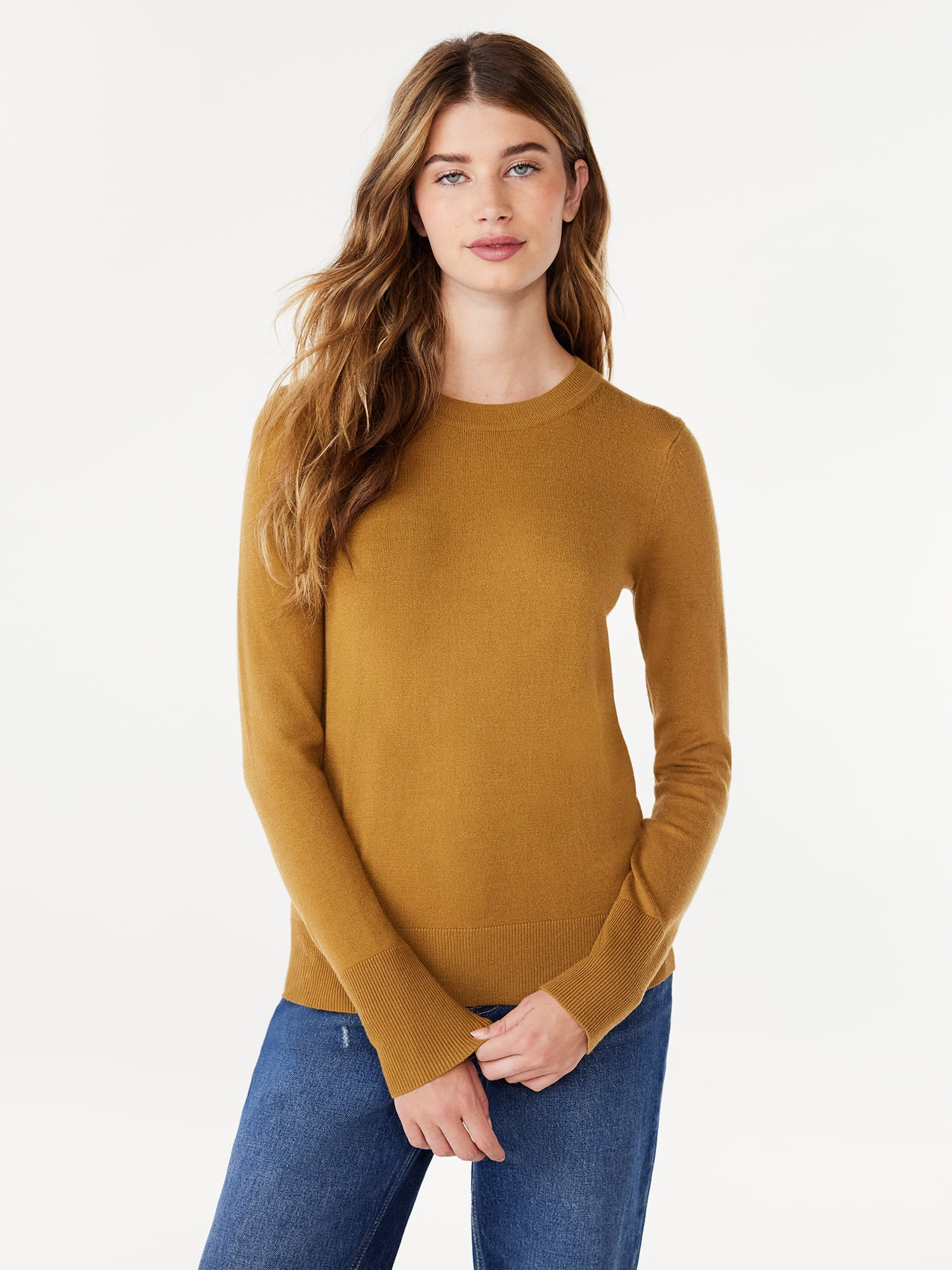 Free Assembly Women’s Crewneck Sweater with Long Sleeves, Midweight, Sizes XS-XXL | Walmart (US)
