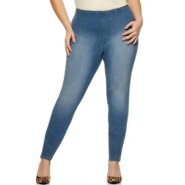 Sofia Jeans by Sofia Vergara Plus Size Rosa Curvy High-Waist Pull-On Ankle Jeggings | Walmart (US)