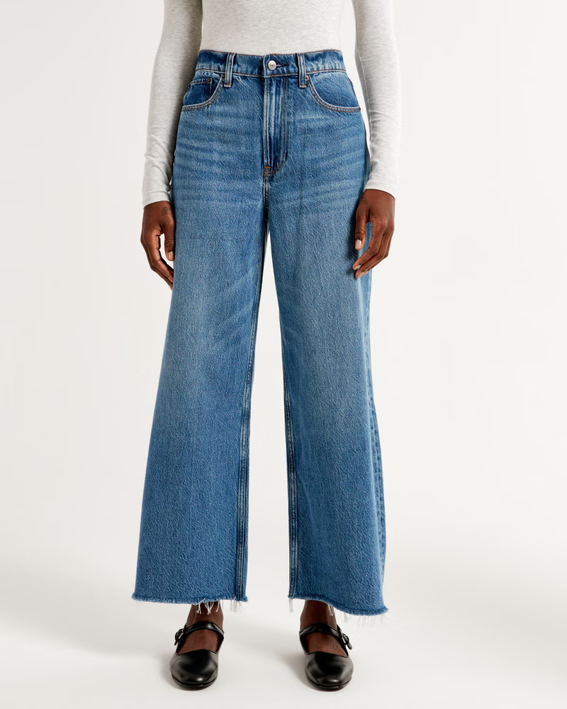 Women's High Rise Cropped Wide Leg Jean | Women's Bottoms | Abercrombie.com | Abercrombie & Fitch (US)