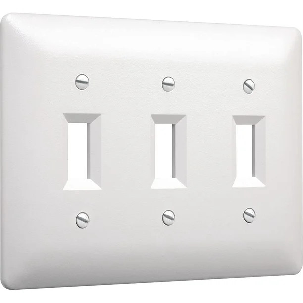 4440W Paintable Triple Toggle Light Switch Wall Plate Cover, White, 3-Gang - Walmart.com | Walmart (US)