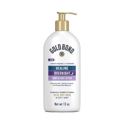 Gold Bond Healing Overnight Body & Face Lotion for Dry Skin with Hyaluronic Acid, Aloe & Melatoni... | Target