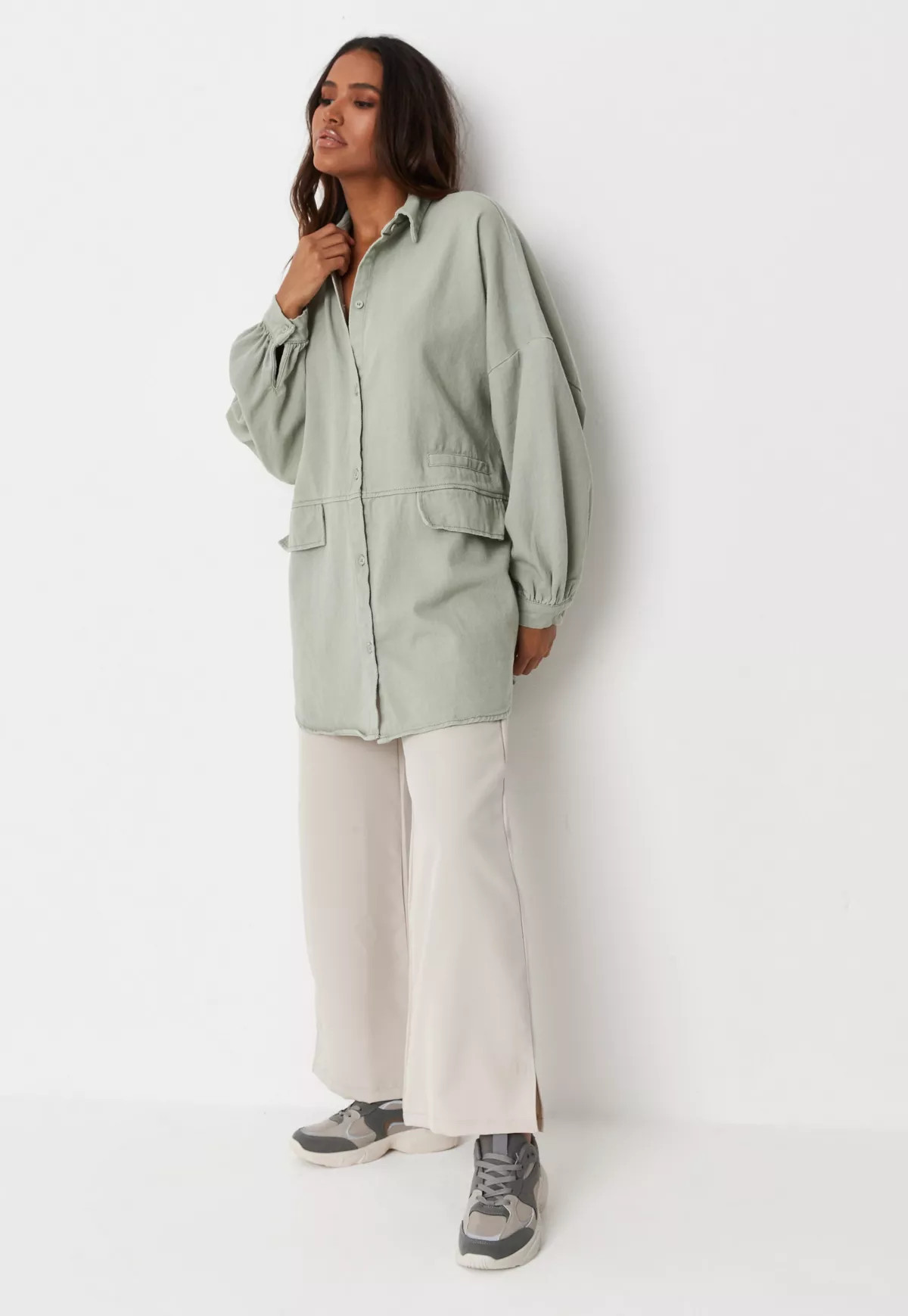 Missguided - Tall Sage Oversized Pocket Shirt | Missguided (US & CA)