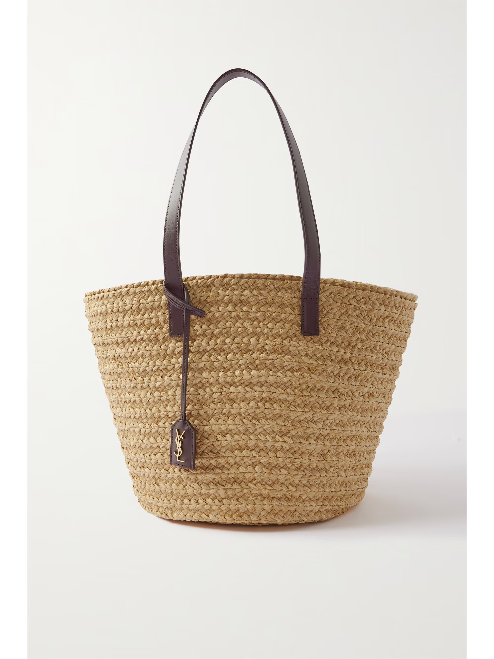 Panier leather-trimmed raffia tote | NET-A-PORTER (US)