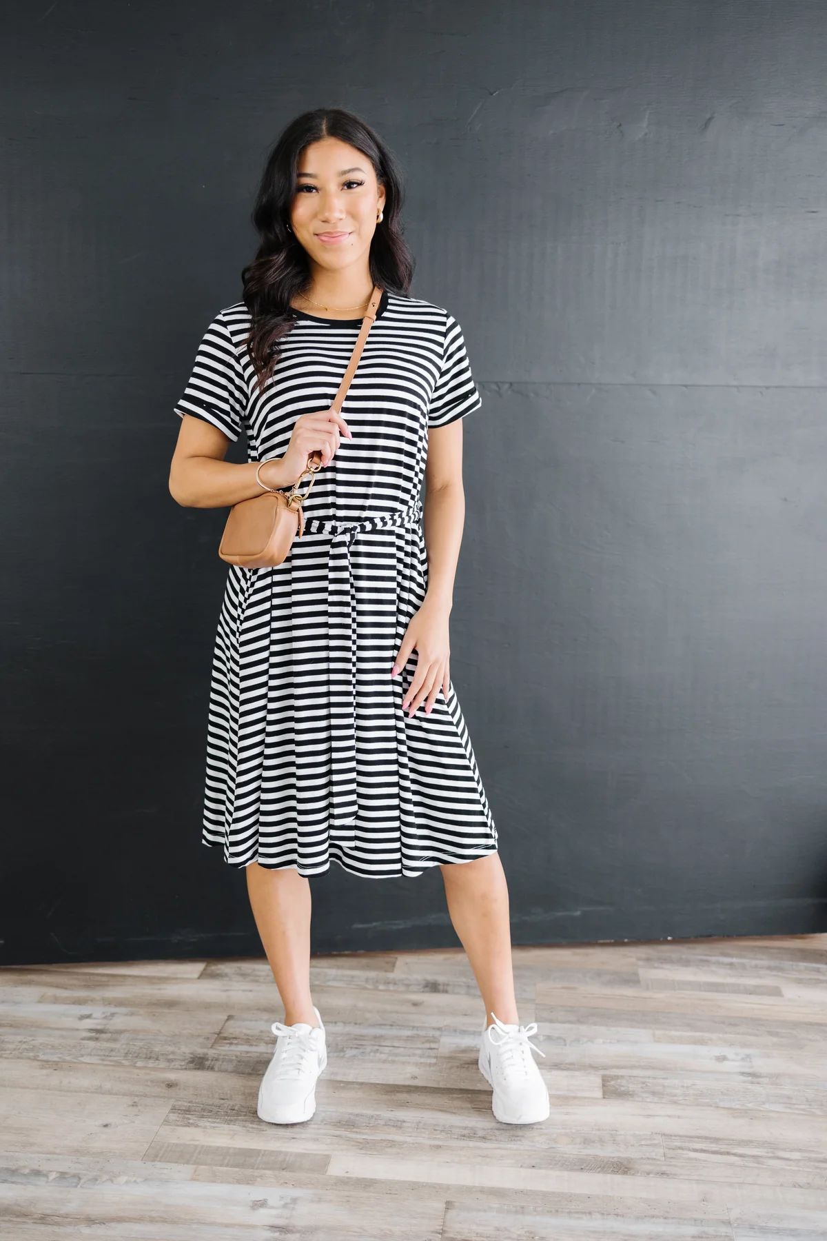 MW Anywhere Striped Crew Neck Dress | Merrick White