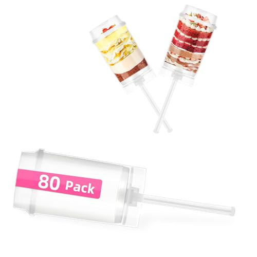 ihomecooker Clear Push-Up Cake Pop Shooter (Push Pops) Plastic Containers with Lids, Base & Sticks, Pack of 80(80 pack) | Amazon (US)