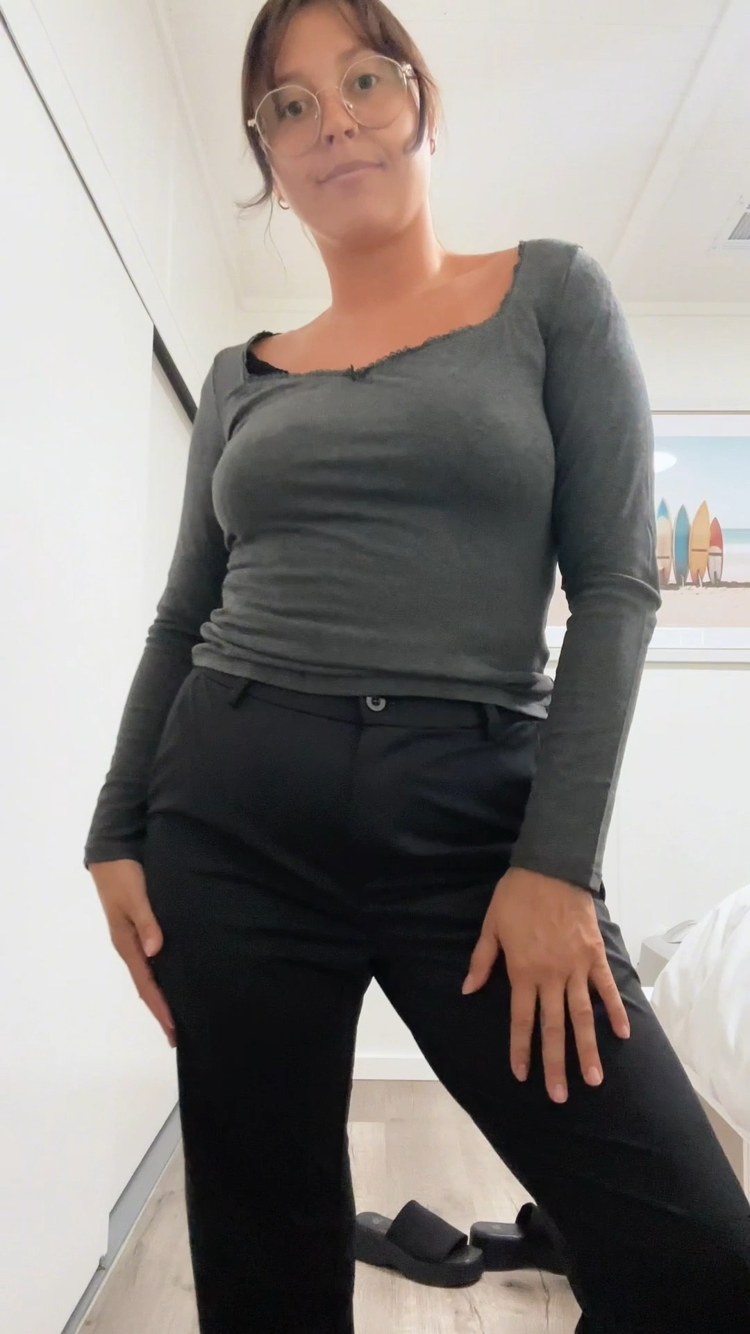 I love a classic grey and black look. This mid rise grey long sleeve is is super comfy and cute, simple, yet effective 🩶 

#LTKWorkwear #LTKautumn #LTKSeasonal