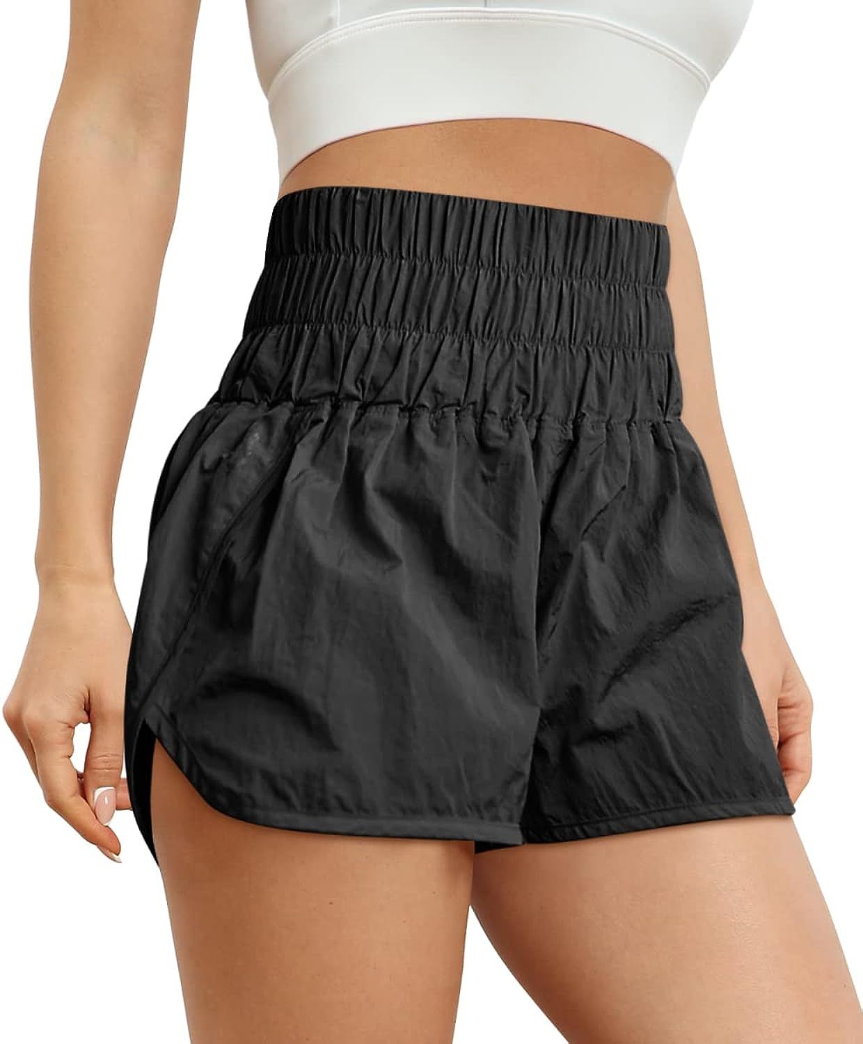 Trendy Queen Womens High Waisted Athletic Shorts Elastic Casual Summer Running Shorts Quick Dry Gym  | Amazon (US)