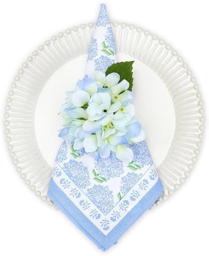 Two's Company 8Pc Hydrangea Flower Napkin Ring Holders, Floral Bands for Table Napkins, Spring De... | Amazon (US)