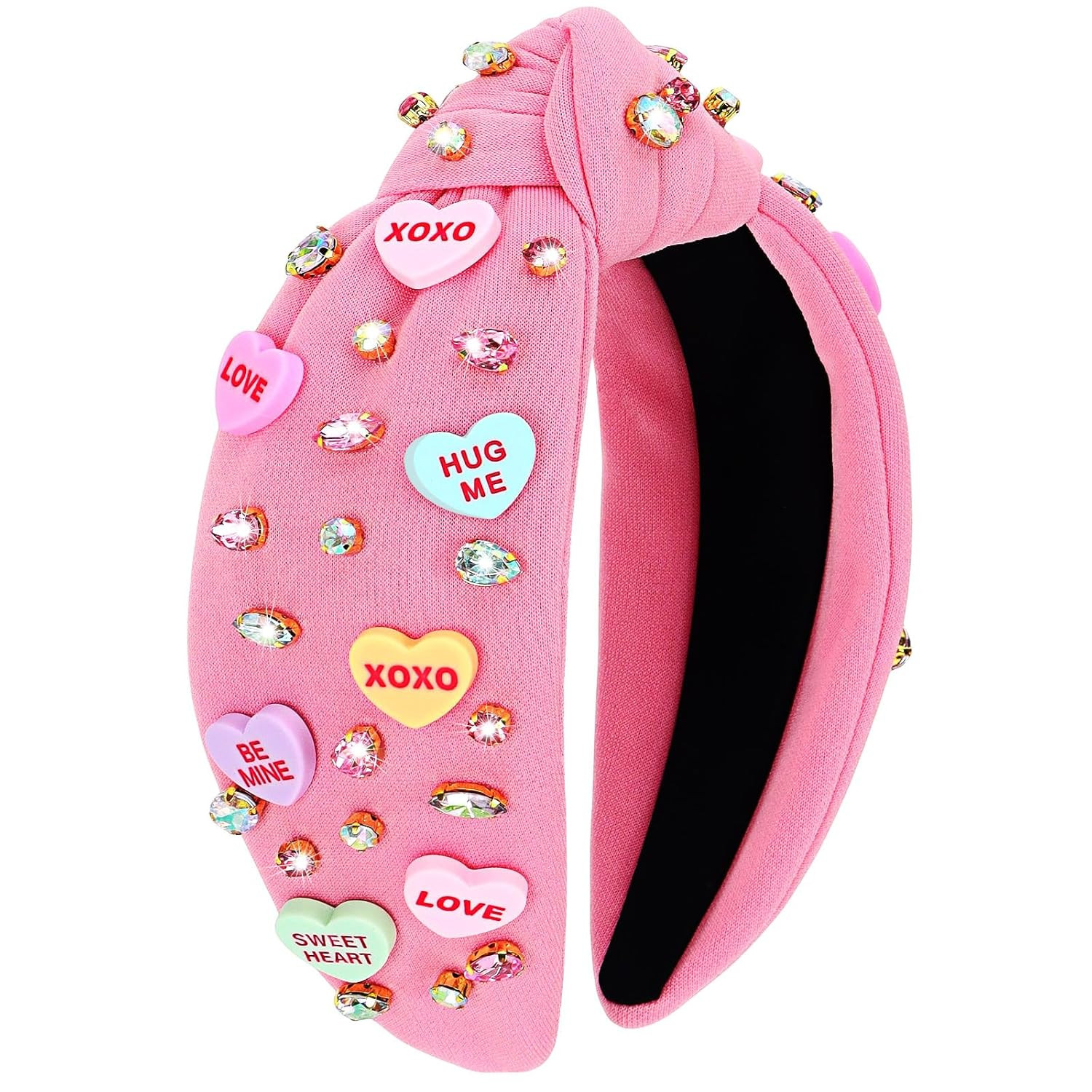 Valentine’s Day Headband for Women, Love Heart XOXO Headband Rhinestone Crystal Knotted Headban... | Amazon (US)