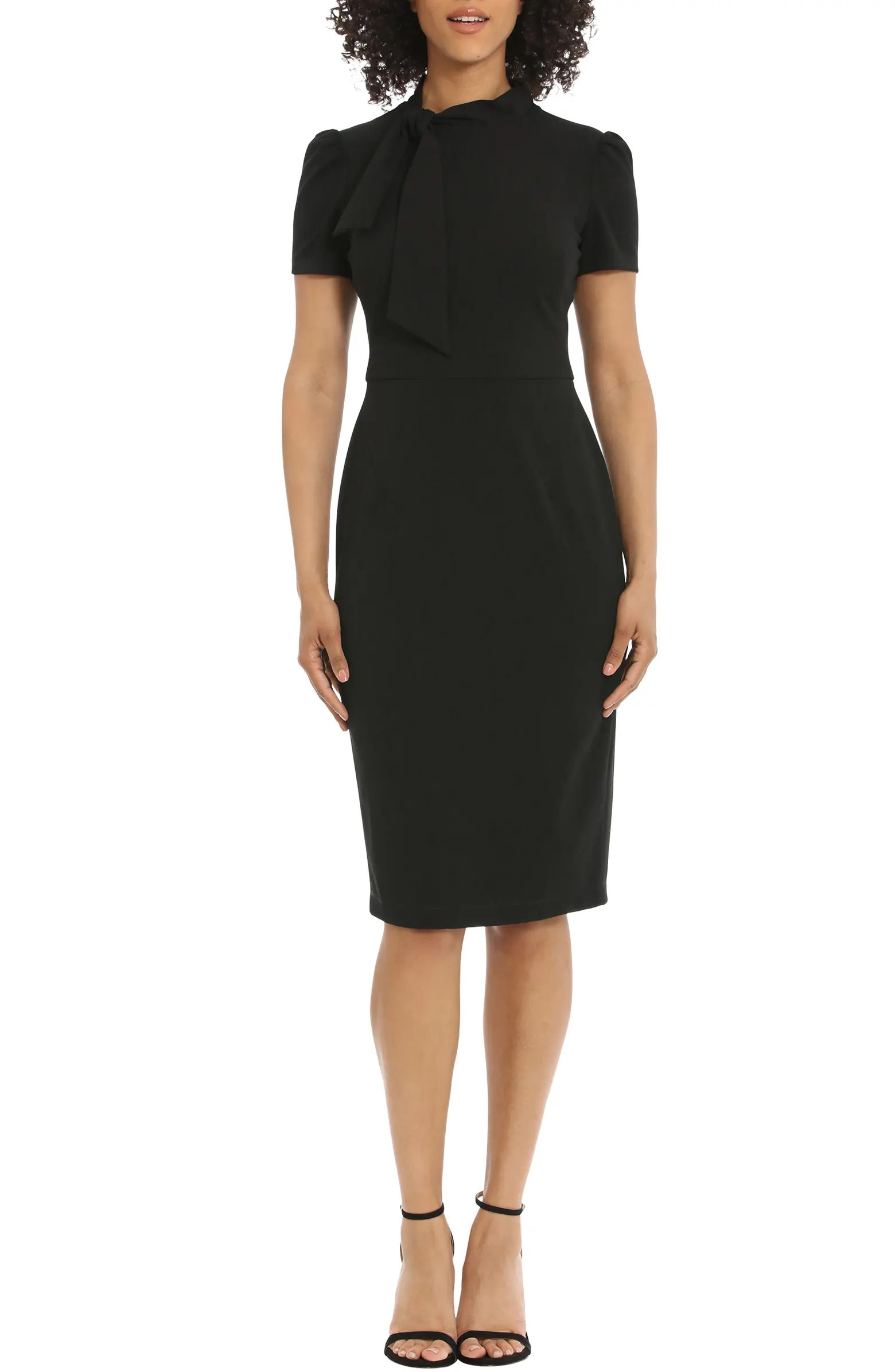 Maggy London Tie Neck Puff Sleeve Scuba Crepe Dress | Nordstromrack | Nordstrom Rack