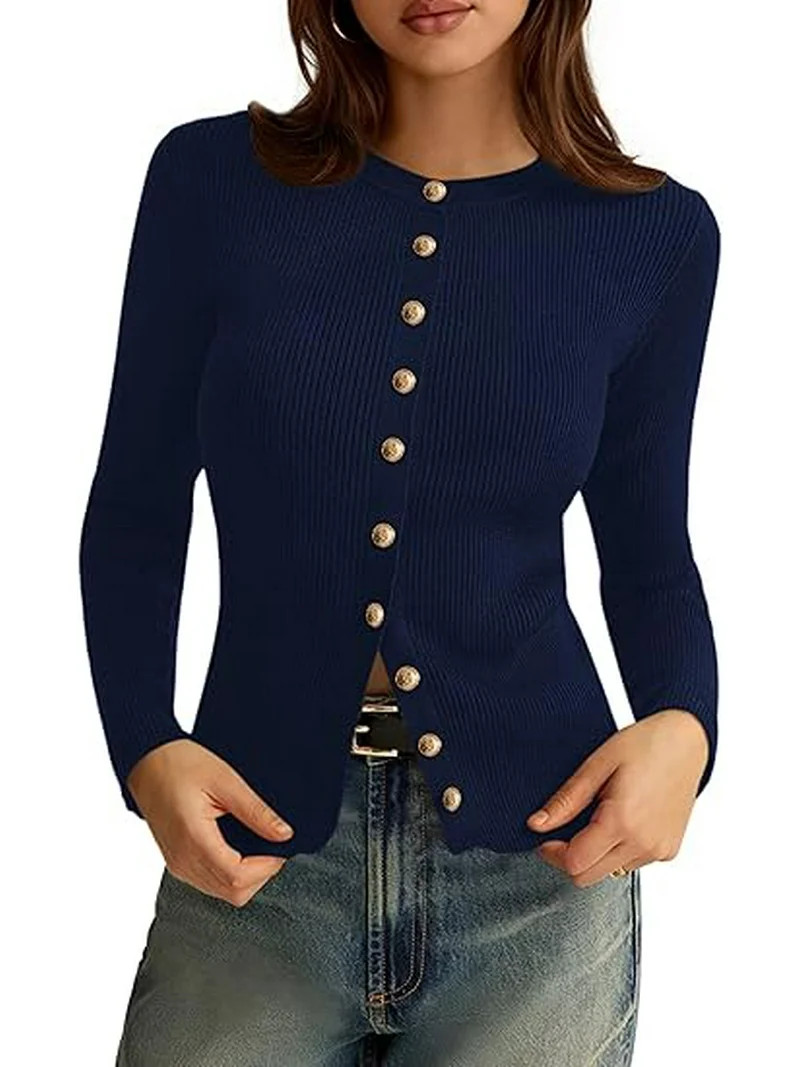PRETTYGARDEN Womens Fall Cardigan Sweaters Lightweight Long Sleeve Button up Ribbed Knit Tops Win... | Walmart (US)