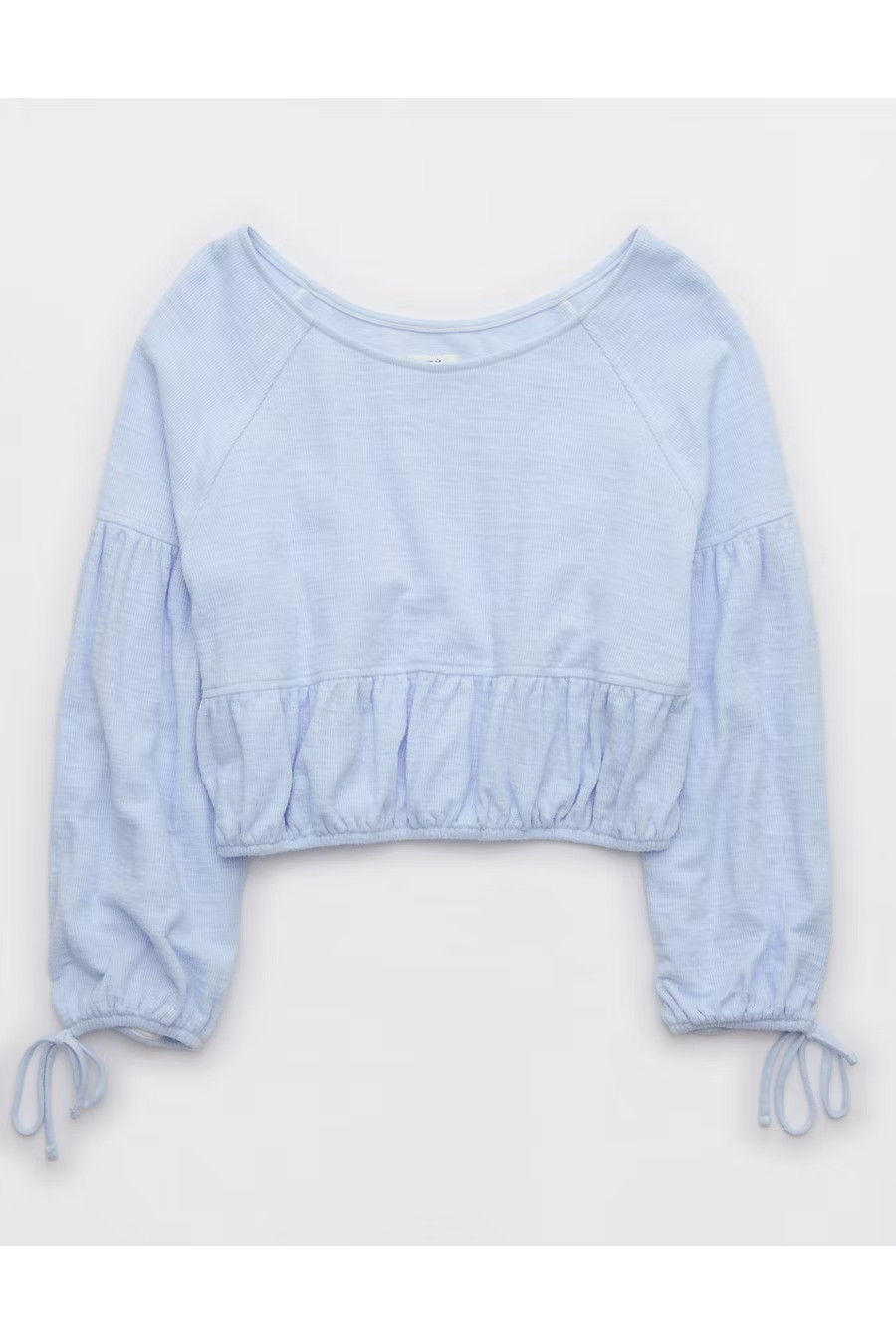 Aerie Endless Summer Cropped Sweatshirt Women's Eyelet Blue XXS | Aerie