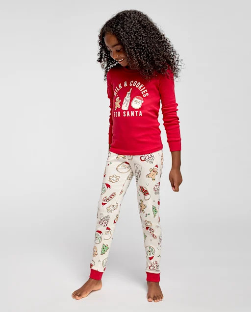 Kids Milk And Cookies Snug Fit Cotton Pajamas - Cream | The Children's Place