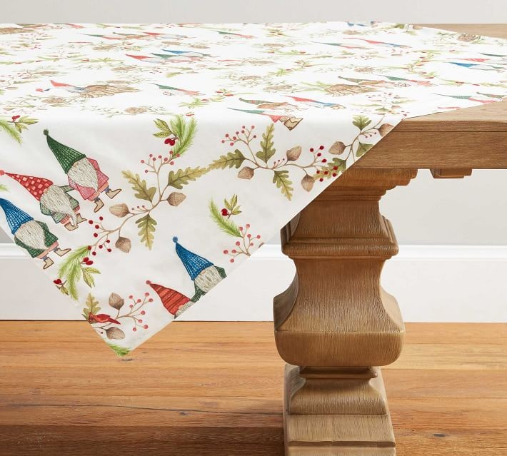 Forest Gnome Embroidered Cotton/Linen Table Throw | Pottery Barn (US)