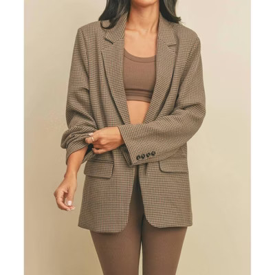 Women's Multi Color Houndstooth Oversized Blazer - DRESS FORUM S | Target