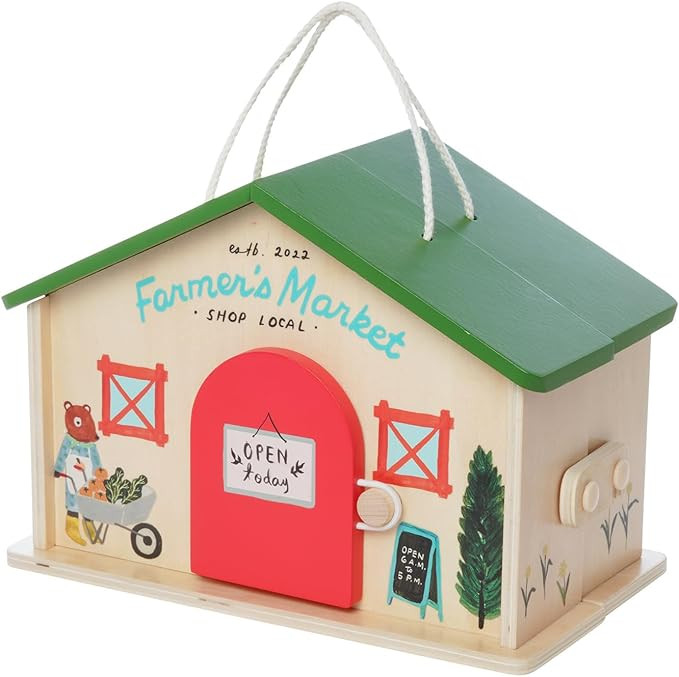 Manhattan Toy Farmer’s Market Day 12-Piece Portable Wooden Toy Figure Pretend Shopping Playset | Amazon (US)