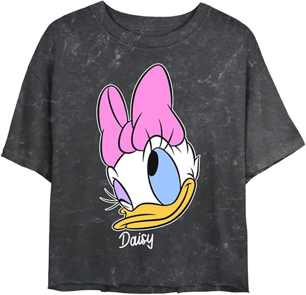 Disney Characters Daisy Big Face Women's Mineral Wash Short Sleeve Crop Tee | Amazon (US)