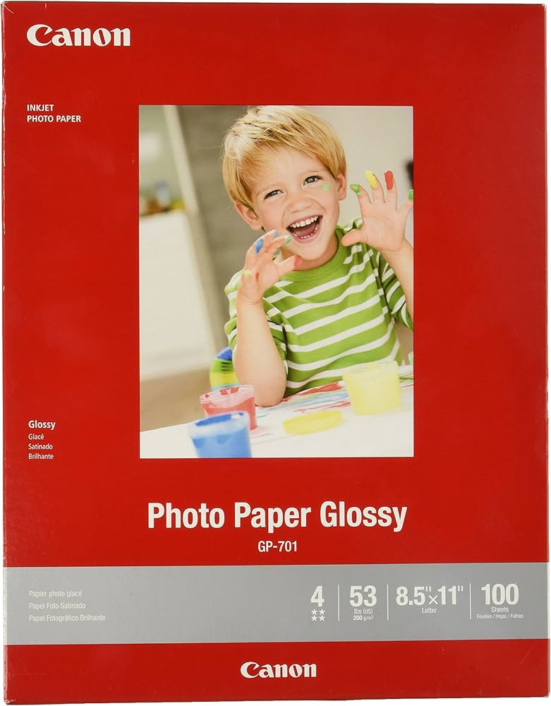 CanonInk Glossy Photo Paper 8.5" x 11" 100 Sheets (1433C004) | Amazon (US)