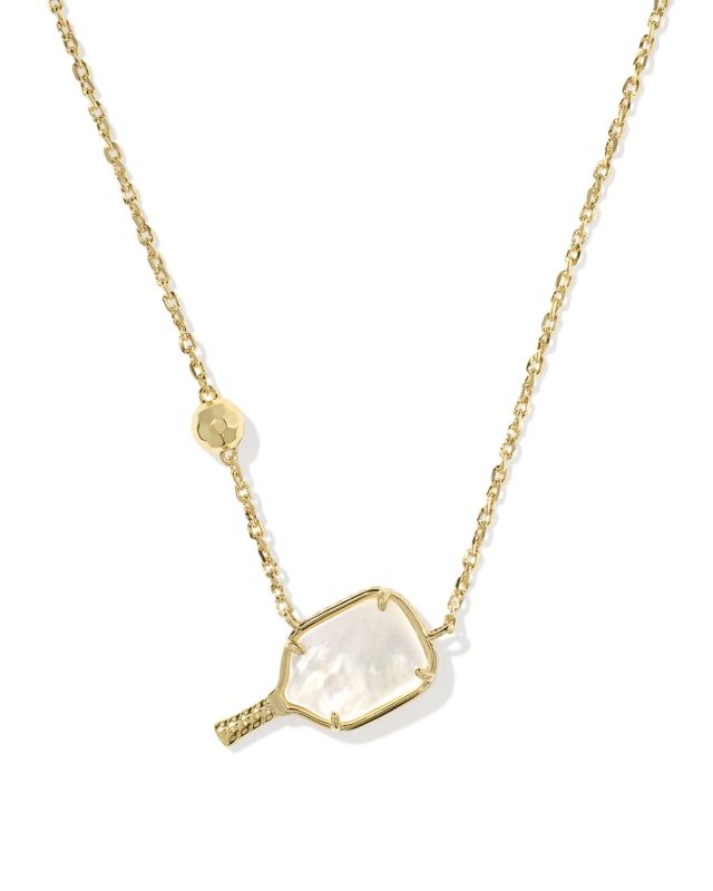 Pickleball Gold Short Pendant Necklace in Ivory Mother-of-Pearl | Kendra Scott