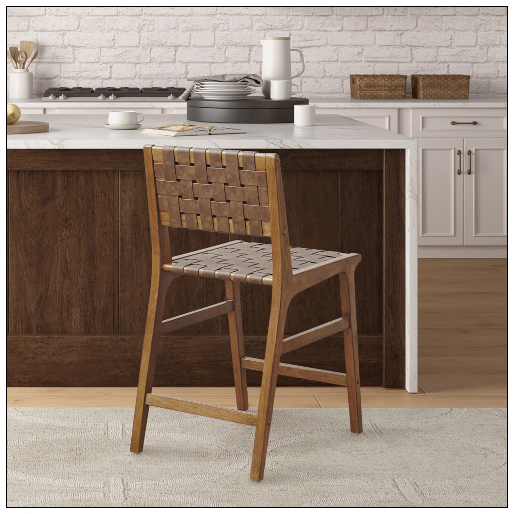 Favela Faux Leather Woven Counter Stool | Wayfair North America
