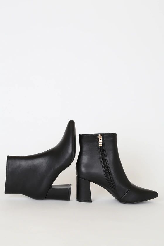 Sarai Black Pointed-Toe Ankle Booties | Lulus