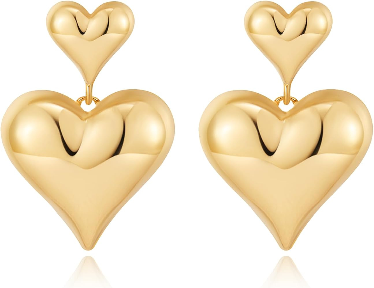 FAMARINE 14K Gold Plated Heart Earrings for Mom Classic Love Dangle Earrings Gift for Women | Amazon (US)