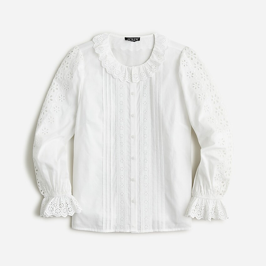 Eyelet-trim button-up shirt | J. Crew US