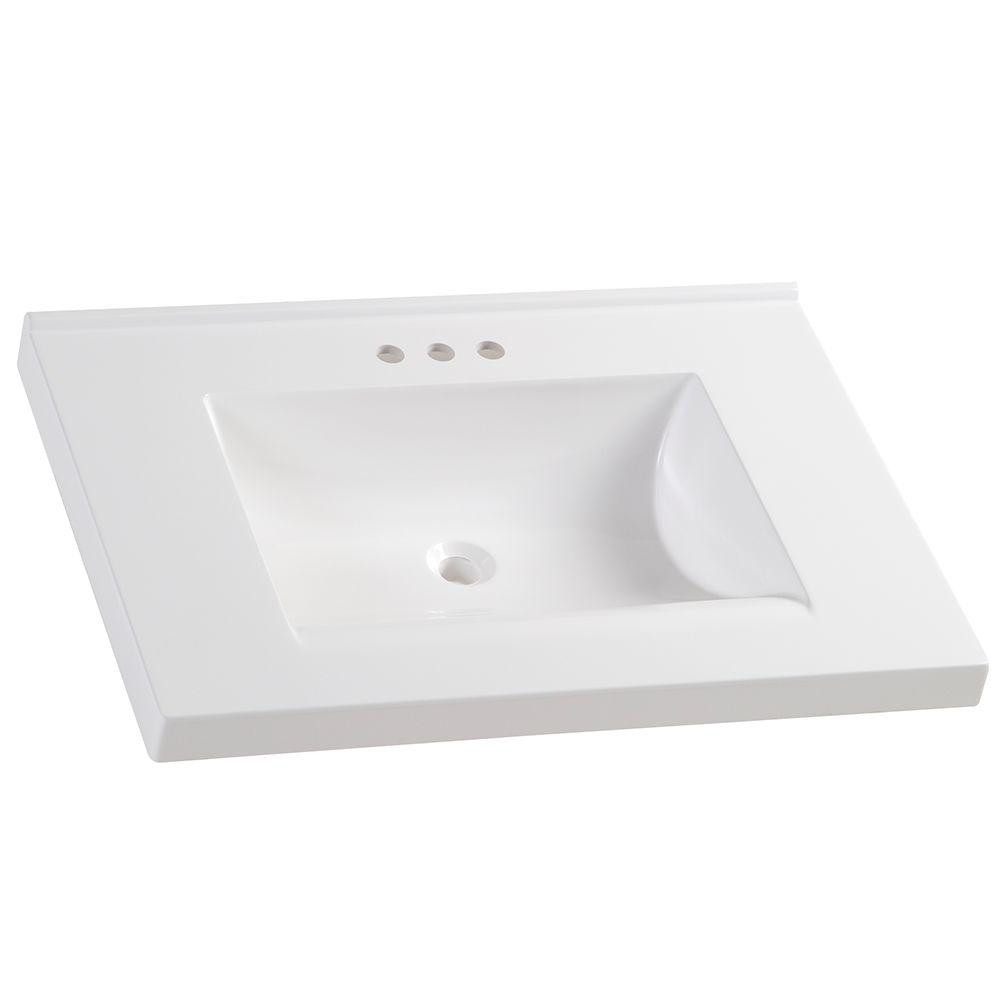 31 in. W x 22 in. D Cultured Marble Vanity Top in White with White Sink | The Home Depot
