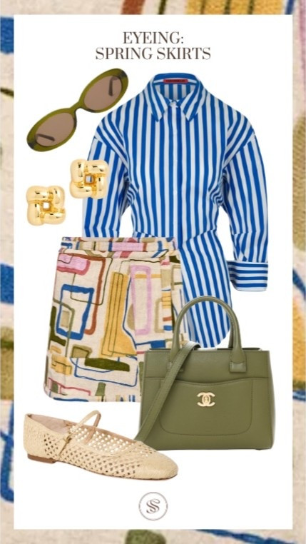 Spring skirts 
Stripe button down 
Mary Jane flats 