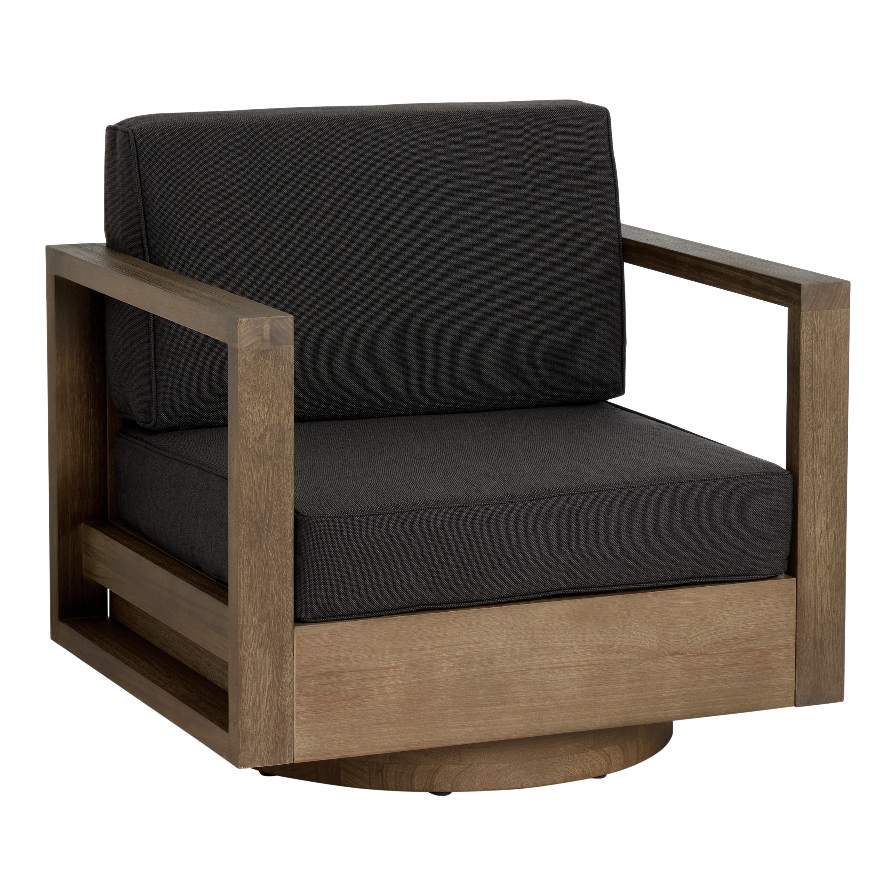 Segovia Light Brown Eucalyptus Outdoor Swivel Chair | World Market