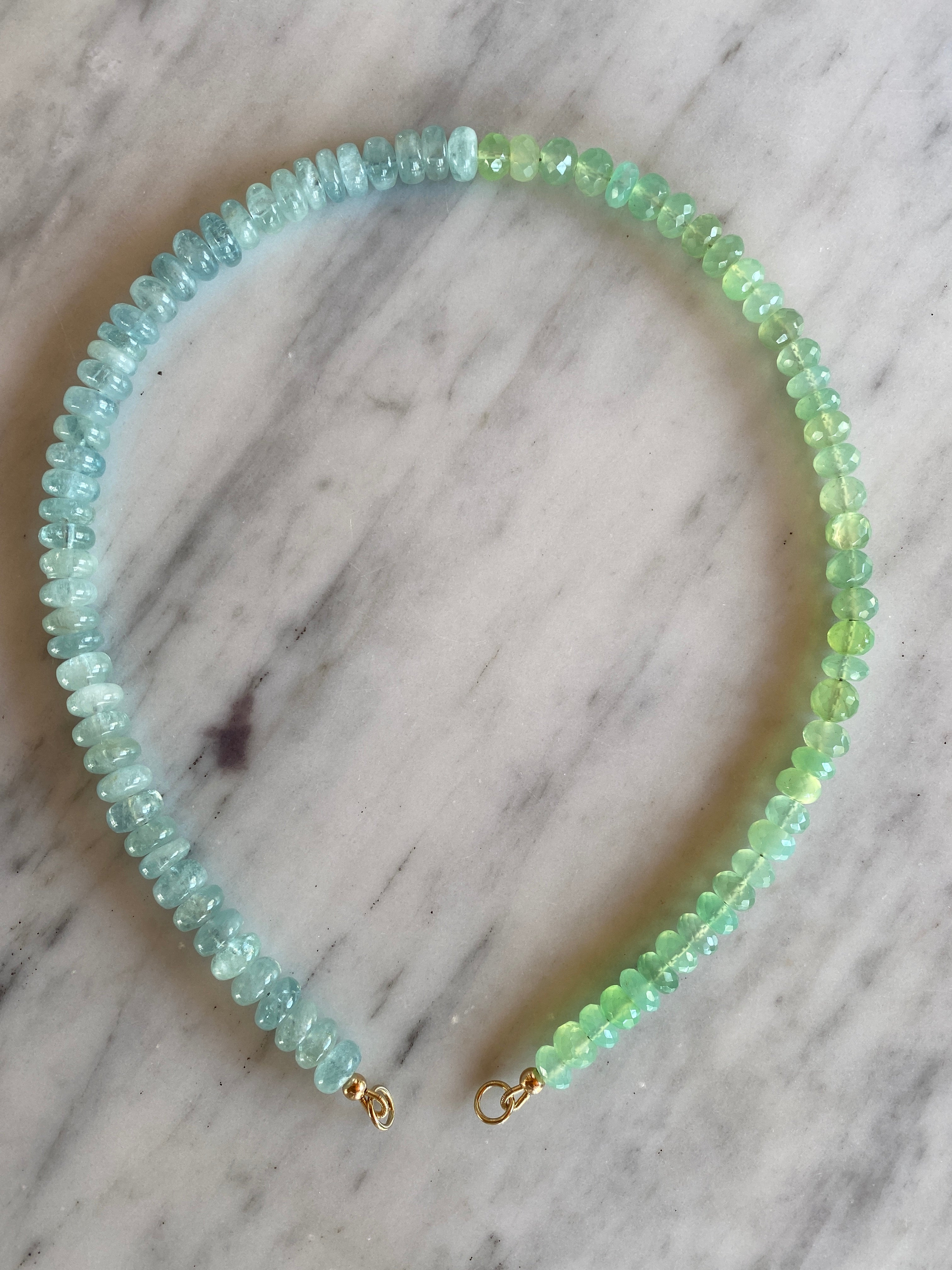 Aquamarine and Chryso Chalcedony Necklace - 50/50 | HART