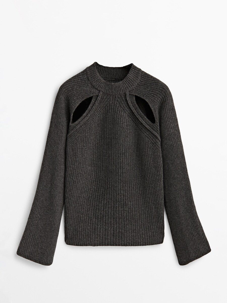 Purl knit sweater with cut-out detail | Massimo Dutti (US)