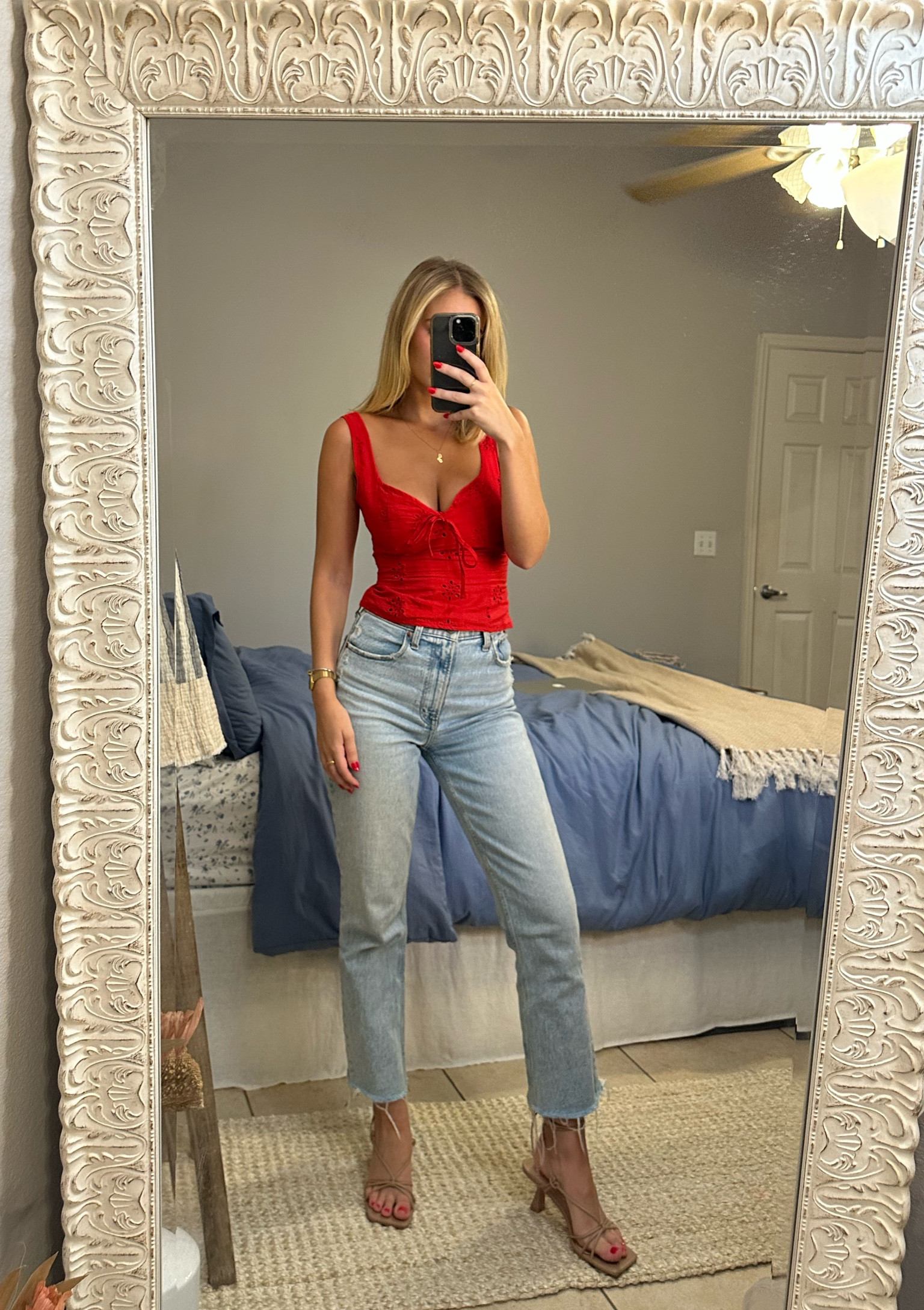 Wearing a size 2 for the top! It’s lace up in the back too♥️ I cut the Jeans myself but I found similar from Abercrombie (mine are curve love) 

#LTKSeasonal #LTKFind #LTKunder100