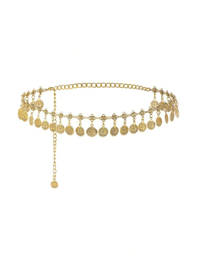 1st Dames Metalen Tailleketting Dunne Decoratieve Riem Voor Jurk, Buikdans Goudkleurige Halloween... | SHEIN