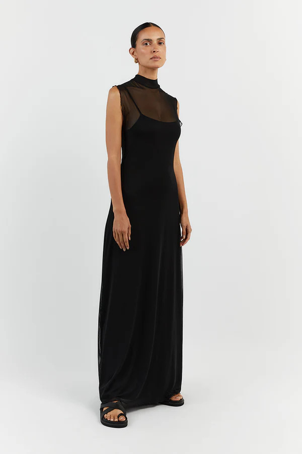 JAGGER BLACK SLEEVELESS MAXI DRESS | DISSH