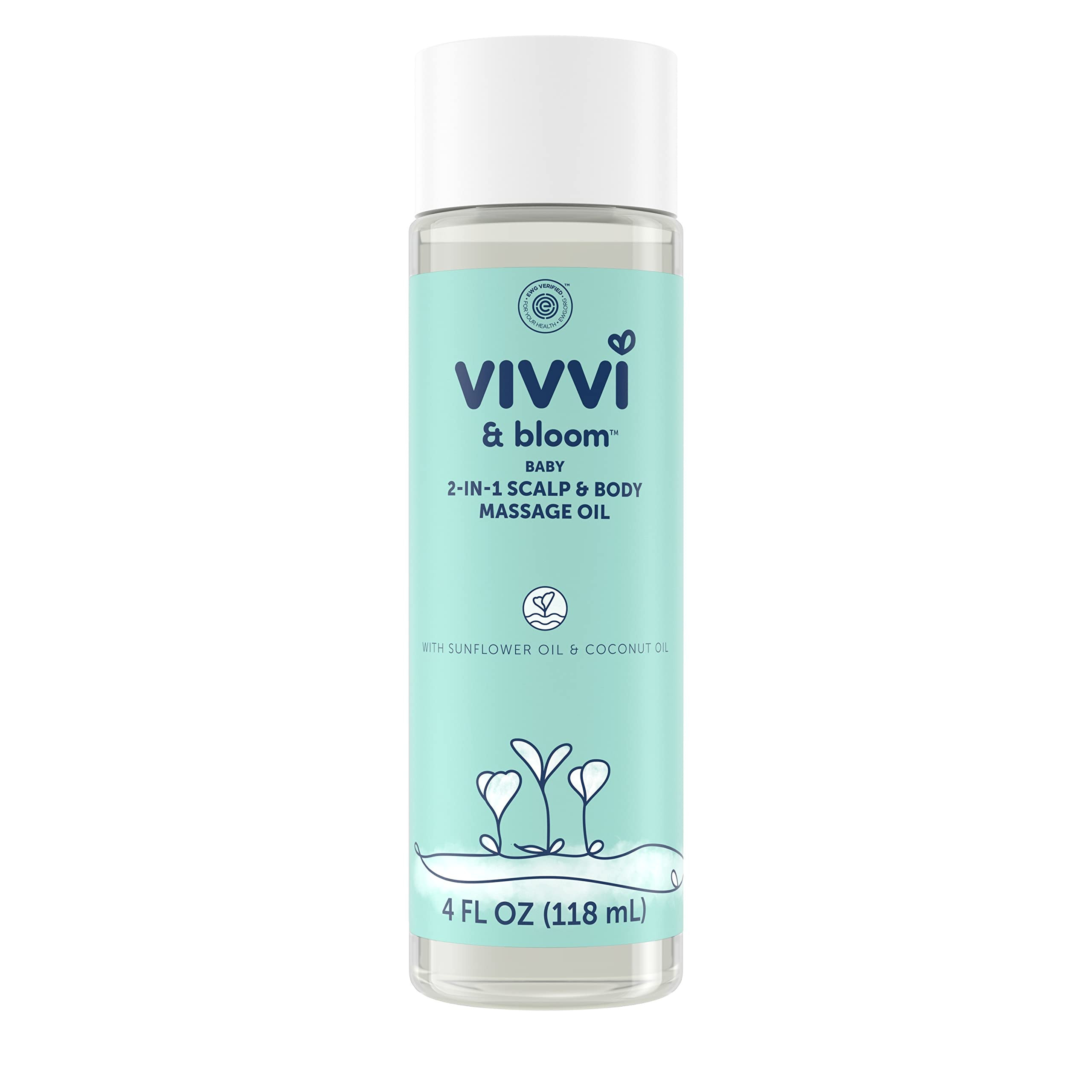 VIVVI & BLOOM Gentle 2-in-1 Baby Scalp & Body Massage Oil, Fast Absorbing Formula Ideal to Moisturize, for Massage to Remove Dry Flakes on Scalp, Hypoallergenic, 4 fl. Oz | Amazon (US)